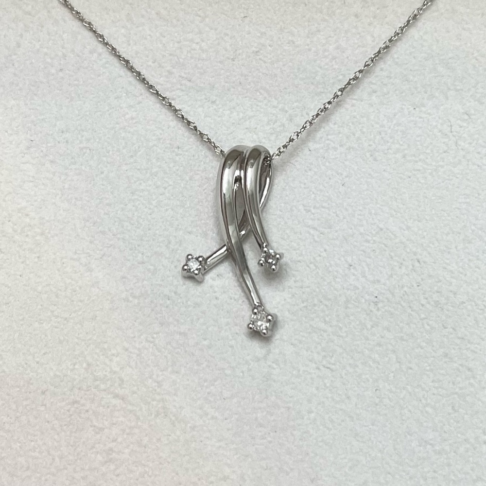 10k White Gold Diamond Journey Pendant on a 10k White Gold Chain